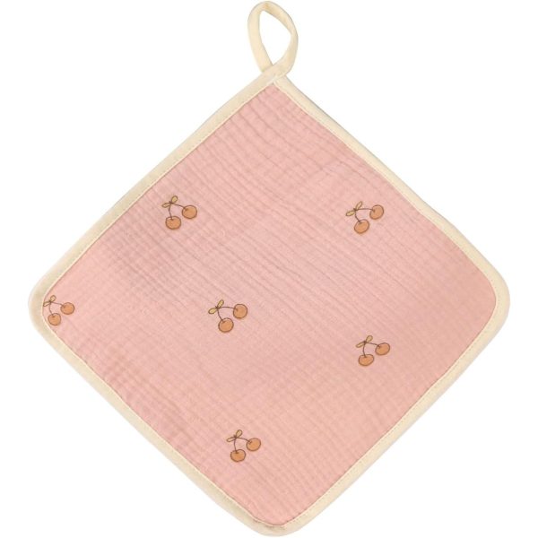 Prosop Absorbant, Flippy, din Bumbac, 25 x 25 cm, Model Cirese, cu Agatatoare, Roz