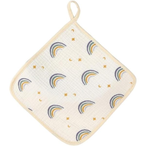 Prosop Absorbant, Flippy, din Bumbac, 25 x 25 cm, Model Curcubeu, cu Agatatoare, Bej