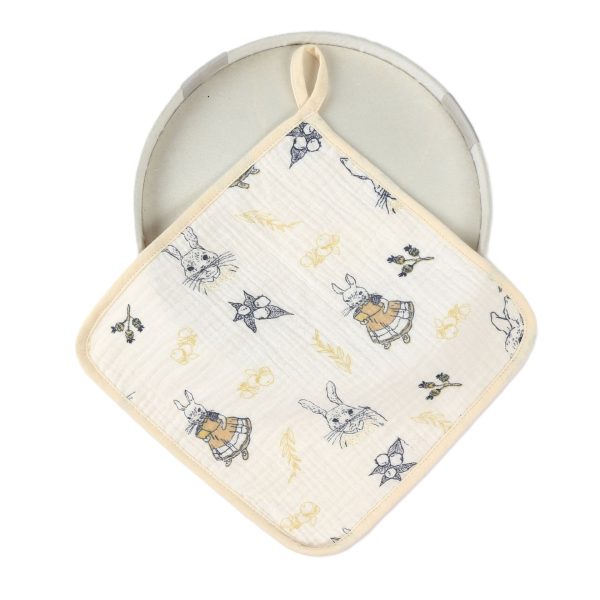 Prosop Absorbant, Flippy, din Bumbac, 25 x 25 cm, Model Iepurasi, cu Agatatoare, Bej