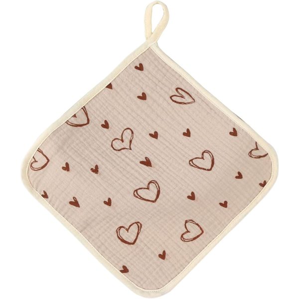 Prosop Absorbant, Flippy, din Bumbac, 25 x 25 cm, Model Inimioare, cu Agatatoare, Bej