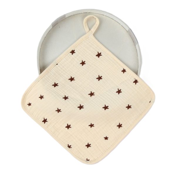 Prosop Absorbant, Flippy, din Bumbac, 25 x 25 cm, Model Stelute, cu Agatatoare, Bej