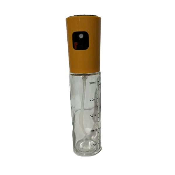 Pulverizator Ulei Otet  din Sticla 100 ml Reincarcabil 18.3 x 4.3 cm Masura 90 ml Capac Mat Galben