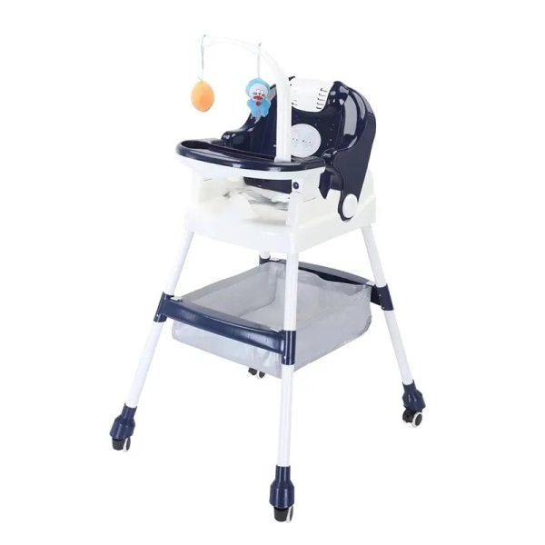 Scaun de Masa pentru Copii  Multifunctional Pliabil cu Roti Cos de Depozitare din Plastic Centura de Siguranta Suport de Agatat Jucarii 110 x 60 x 70 cm Albastru