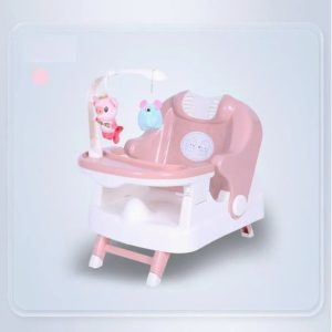 Scaun pentru Copii 2 in 1, Flippy, pentru Servit Masa si pentru Baie, Multifunctional, Pliabil, Portabil, din Plastic, Spatar Reglabil, 58 x 39 cm, Roz