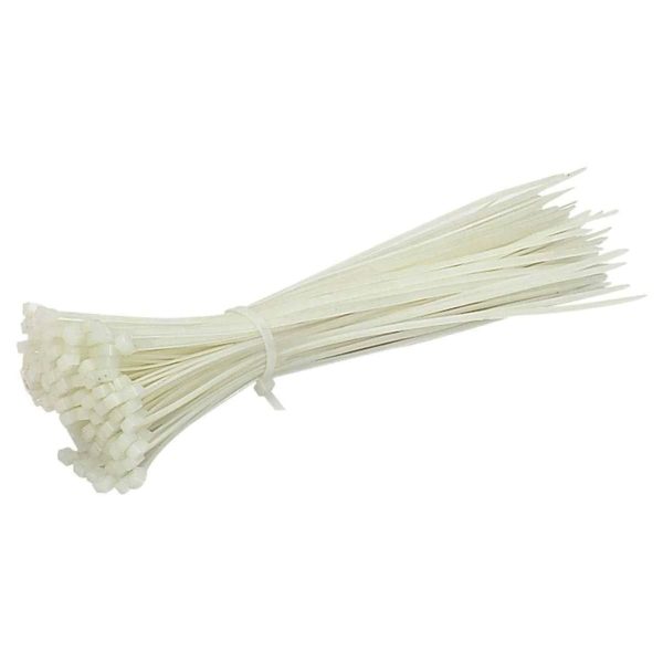 Set 100 Buc Soricei - Coliere de plastic 100 mm x 3 mm poliamida Alb