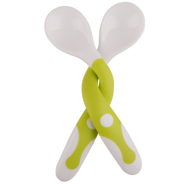 Set 2 Tacamuri pentru Bebelusi  fara BPA Maner din silicon14.5 x 3.3 cm Flexibile +6 luni Alb/Verde