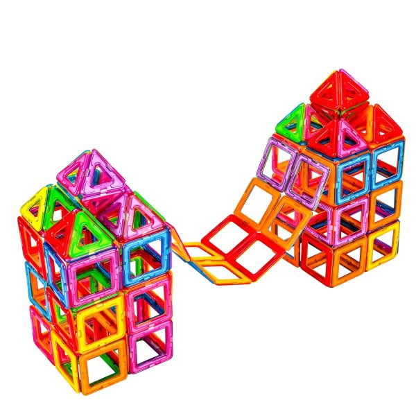 Set 40 Piese Magnetice de Constructie  Piese Mici Magnetic Blocks Forme Geometrice 3 Ani ABS Magnet 20.5 x 14.5 x 12 cm Multicolor