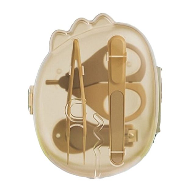 Set 4in1 de Ingrijire Unghii pentru Bebelusi  Cutie de Depozitare Dinozaur Transparent 0-6 Ani 11.5 x 9 x 3 cm Bej