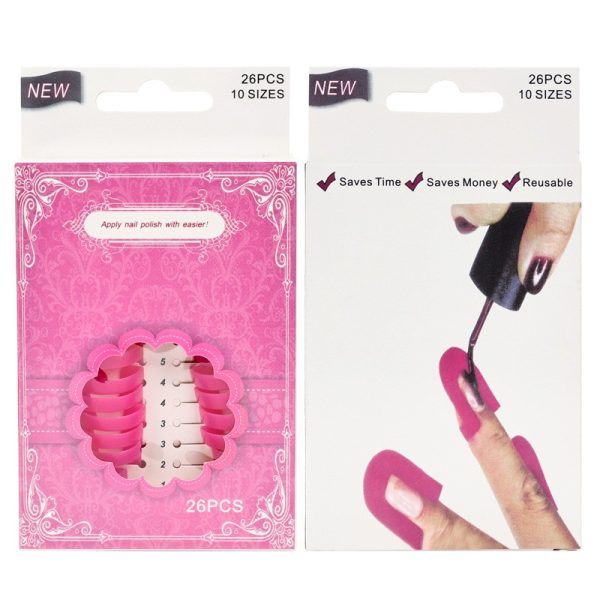 Set 26 buc Sabloane Reutilizabile pentru Oja  pentru Manichiura Ingrijita fara Depasire Margini Protectie Cuticula 10 Marimi din Plastic Roz