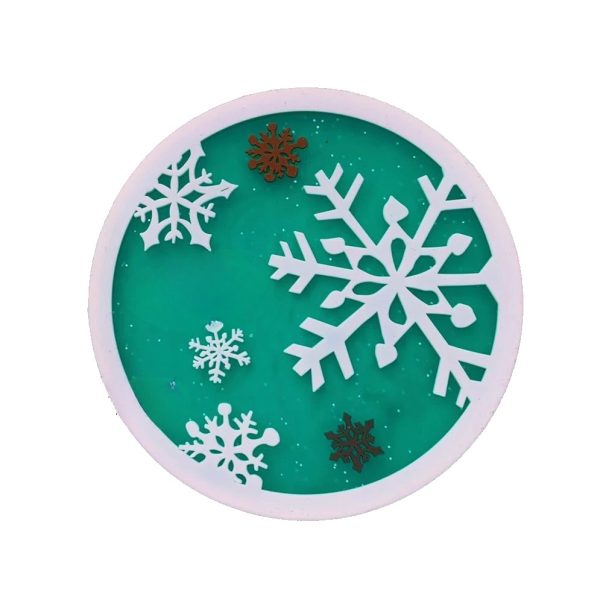 Suport pentru Pahar  Model Fulg de Nea din PVC 10 cm Rezistent la Caldura Verde