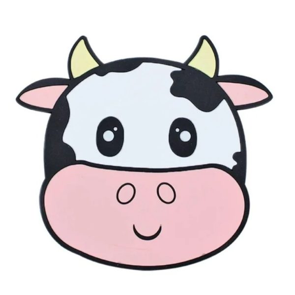 Suport pentru Pahar, Flippy, Model Vacuta, din PVC, 15.5 x 15.5 cm, Rezistent la Caldura, Alb/Roz