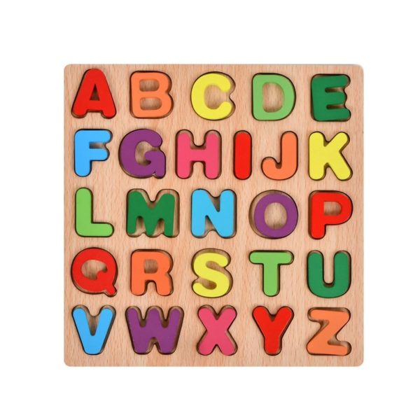 Tabla Montessori  din Lemn Educatie Timpurie Alfabet 26 Litere Lemn +18 Luni 20 x 20 cm Vopsea pe Baza de Apa Multicolor