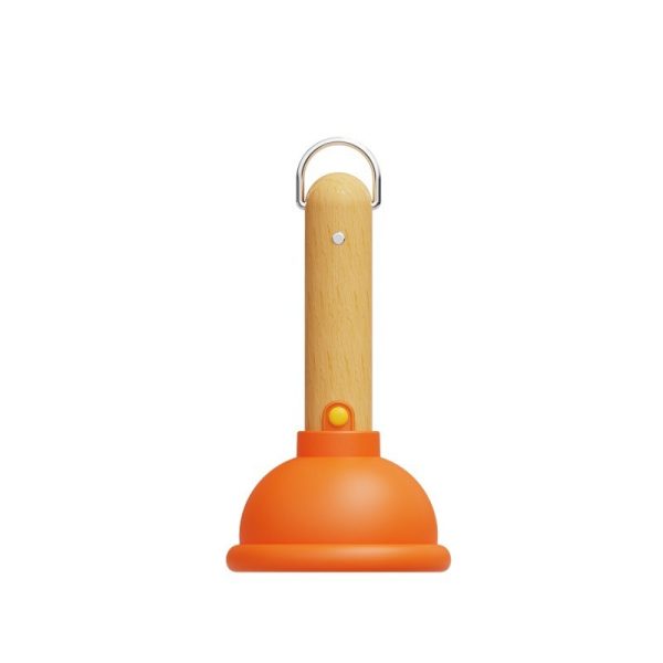 Lampa Nocturna  Model Ventuza de Toaleta Alimentare USB din Lemn si Silicon 16 x 9 cm Portocaliu