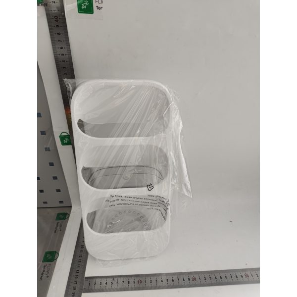 Suport - Organizator pentru Tacamuri, Flippy, 3 Compartimente, Suport pentru Cosmetica, Ustensile, Material PP Durabil, 33 x 16 x 15 cm Alb