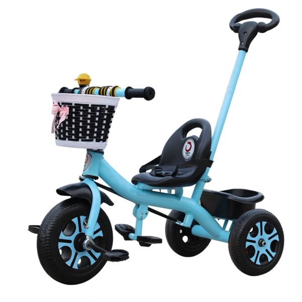 Tricicleta pentru Copii  Tricicleta Model Mickey Ghidon cu Cos pentru Depozitare Maner Impingere Varsta 1-5 Ani 80 x 60 x 53 cm Albastru
