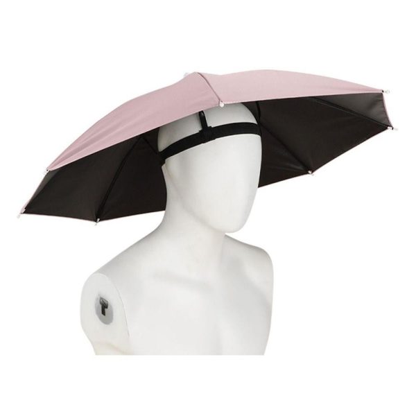 Umbrela de Cap  Diametru 69 cm Banda Elastica de Cap Protectie UV/Ploaie Roz