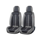 Huse auto premium 5 locuri Carguard Deluxe piele ecologica perforata - gri - negru