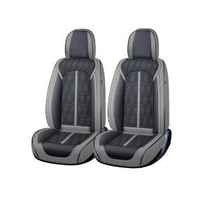 Huse auto premium 5 locuri Carguard Deluxe piele ecologica perforata - gri - negru
