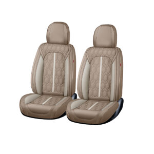 Huse auto premium 5 locuri Carguard Deluxe piele ecologica perforata - maro deschis - crem