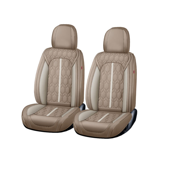Huse auto premium 5 locuri Carguard Deluxe piele ecologica perforata - maro deschis - crem