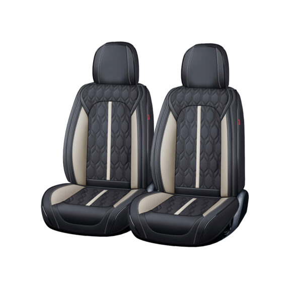 Huse auto premium 5 locuri Carguard Deluxe piele ecologica perforata - negru - alb