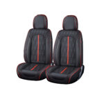 Huse auto premium 5 locuri Carguard Deluxe piele ecologica perforata - negru - rosu