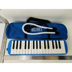 Muzicuta Melodica 32 Clape, Flippy, din ABS, pentru Incepatori, 45 x 13 x 7 cm, Include Husa si Suflator, Albastru