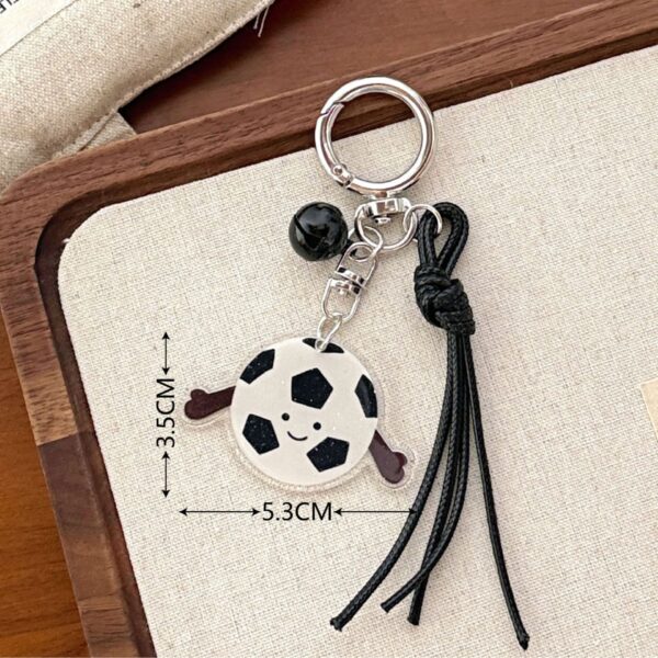 Breloc Chei, Flippy, Model Minge de Fotbal, Pandantiv Minge, Cupa Mondiala, Accesoriu Pentru Chei si Rucsac, Material Acril, Alb/Negru