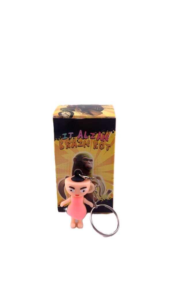 Breloc de Chei din Silicon, Flippy, Figurina Brainrot Ballerina Cappuccina, 4 cm, Roz