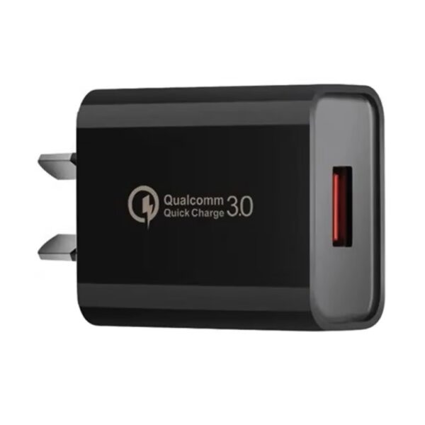 Incarcator Retea Fast Charge 5V3A, Flippy, Capat STANDARD EUROPEAN QC 3.0, 18W, Fara Cablu, Negru
