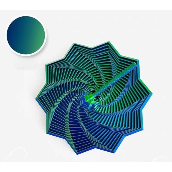 Jucarie Decompresie, Flippy, Model Stea 3D, DuoChrome, Maner Spirala, Turn Magic Geometric, Multiple Forme, Anti-stress, 8.6 cm, Verde/Albastru