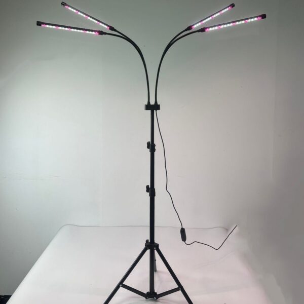 Lampa UV pentru cresterea plantelor, Flippy, 4 capete, putere 30W, 108 LED-uri Lampa cu lumina Ultra-Violet, Lampa cu Picior Ajustabil pana la 2 m, Lumina UV Alb Rece