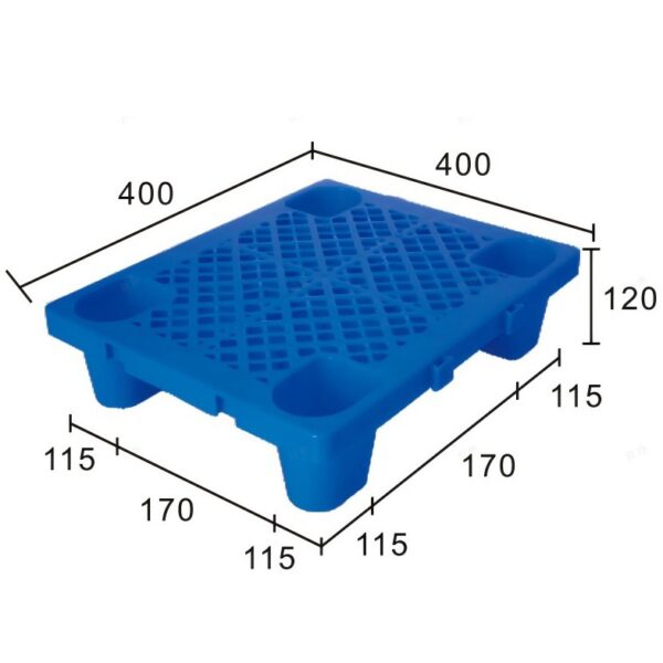 Palet de Transport, Flippy, 40 x 40 x 12 cm, din Plastic durabil, Palet pentru Stivuitor in Depozit, Rezistent la Umiditate, Grila Ingrosata, 4
