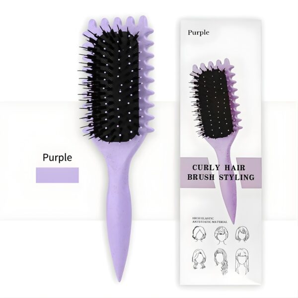Perie Profesionala pentru Par, Flippy, Perie pentru Definirea Buclelor pentru Par Cret, Multifunctionala, 24.5 x 7 x 4.3 cm, Mov