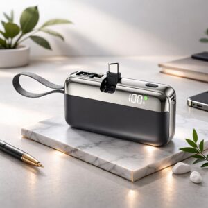 Baterie Externa, Flippy, Power Bank, Capsule, 10000 mAh, Design Compact, Incarcare Rapida, Compatibilitate Universala, 9 x 5 x 2,5 cm, Negru