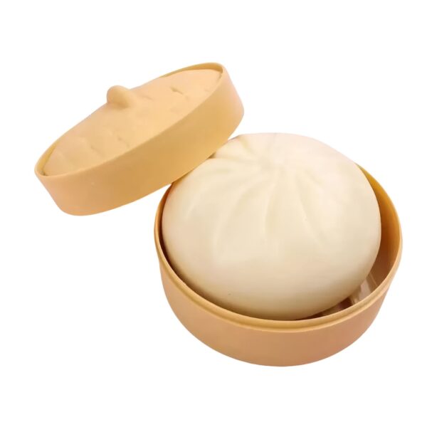 Jucarie Interactiva Dumpling Squishy, Flippy, Model Cifla Aburita, Jucarie Antistres pentru Copii si Maturi, Efect Calmant cu Revenire Lenta, 10 x 10 cm, Bej