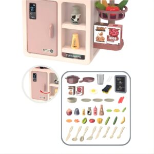 Bucatarie Multifunctionala pentru Copii, Flippy, Jucarie Interactiva, cu Lumini, Sunete, Abur si Apa Reala, Robinet cu Circuit de Apa, 42 Accesorii Incluse, 46 x 22 x 63 cm, Bej/Roz