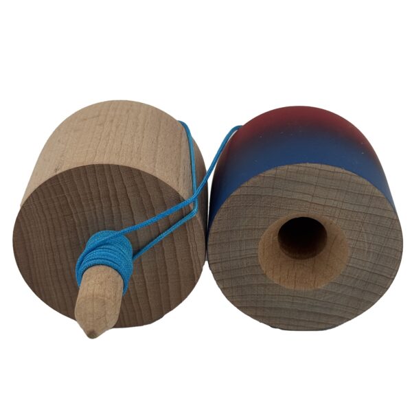 Kendama Pill X Originala, Flippy, Profesionala Model Rubber Grip Pilula, din Lemn, Varsta 9+, Ata 62/65 cm, 11 x 5 x 5 cm, Gradient Rosu/Albastru