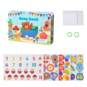 Carte Educativa cu Stickere Reutilizabile, Flippy, Busy Book Cognitiv, Pagini Interactive , Joc Montessori, Seria ''Invatare prin Joc'', Dezvolta Motricitatea Fina si Logica, Busy Book pentru Invatare Timpurie, 3 ani, Multicolor