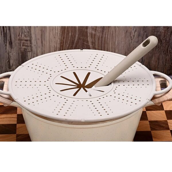 Capac Sita pentru Tigaie, Flippy, 28 inch, Capac din Silicon pentru Scuregere, Rezistent la Remperaturi ridicate, Anti-Stropire, Deflector de Ulei, Alb