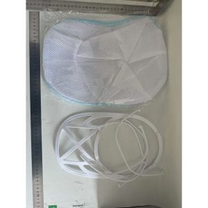 Husa de Spalare Sapca, Flippy, pentru Masina de Spalat, din Poliester, Circumferinta 53 cm, cu Fermoar, cu Suport Sapca, Alb/Albastru