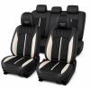 Huse auto premium 5 locuri Carguard Deluxe piele ecologică perforată - negru - alb