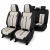 Huse auto premium 5 locuri Carguard Deluxe piele ecologică perforată - negru - crem