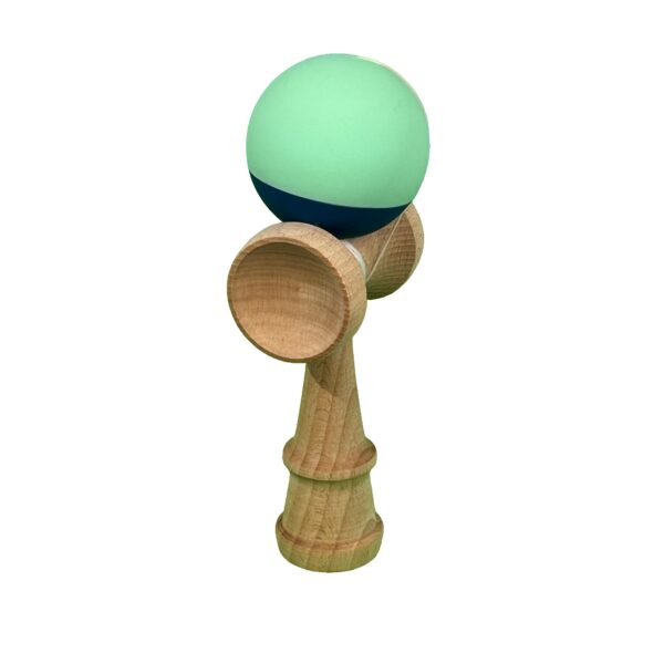 Kendama X Originala, Profesionala, Flippy, din Lemn, Rubber Grip, 18 cm, Verde deschis/Albastru