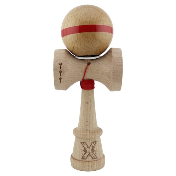 Kendama X Originala, Profesionala, Flippy, Super Sticky, Cupe Mari KING SIZE V3, Gaura in Baza, Rulment Metalic, din lemn 18 cm, Ata 62/65 cm, Original Rosu