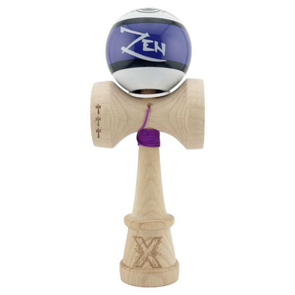 Kendama X Zen Series Originala, Profesionala, Flippy, Cupe Mari KING SIZE V3, Super Sticky, Gaura in Baza, Rulment Metalic, din lemn 18 cm, Ata 62/65 cm, Violet