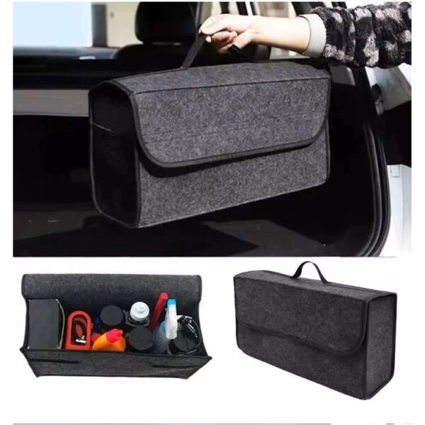 Organizator Portbagaj Auto Pliabil, Flippy, Cutie Depozitare Multifunctionala, Material Textil Non Woven, 50 x 17 x 24 cm, Gri