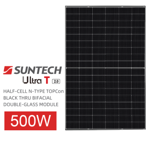 Panou Solar Suntech Ultra T 2.0 500W HALF-CELL N-TYPE TOPCon BLACK THRU BIFACIAL DOUBLE-GLASS MODULE