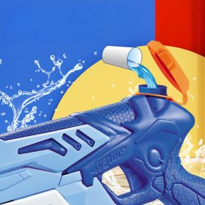 Pistol cu Apa pentru Copii, Flippy, Rezervor 300ml, Maner de Transport, Pentru Piscina/Plaja, Lungime 31.5 cm, Jucarie Distractiva, 3ani+, Albastru/Alb