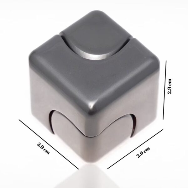Jucarie Antistres Fidget Spinner, Flippy, Tip Cub, Metalic 2-in-1, Silentios, Transformabil, Rulment Premium, Inox, Gadget pentru  Birou, 2.9  x 2.9 cm, Gri inchis